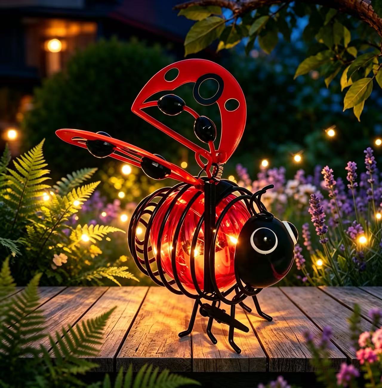 🌙🍃🪴 Hanging Solar Bee🐝 Light – Warm Amber Glow for Garden, Camping & Kids’ Rooms🌞🌜