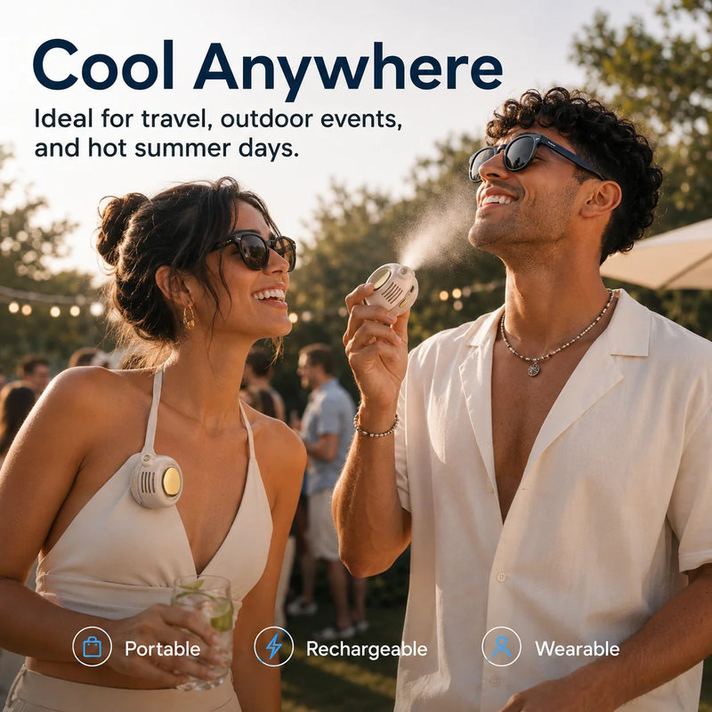 White wearable cooling fan