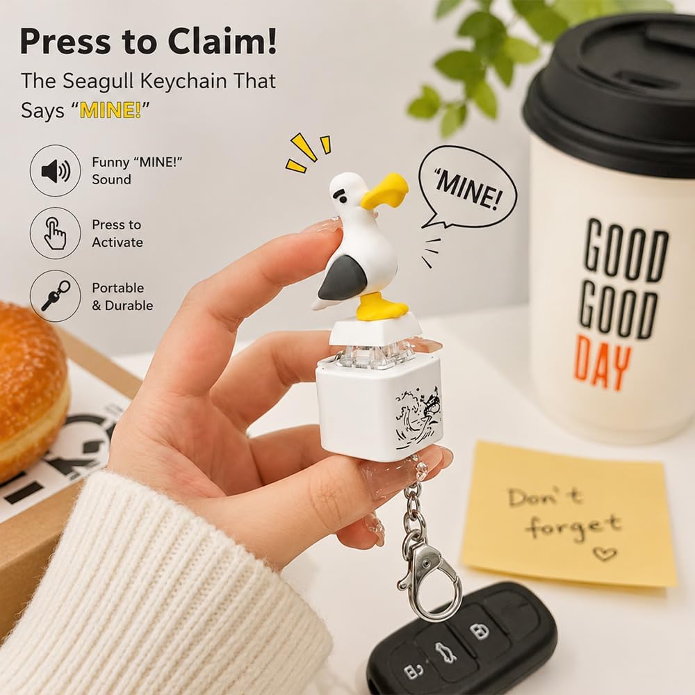 Seagull MINE! Button Keychain-Real Sound & LED Light