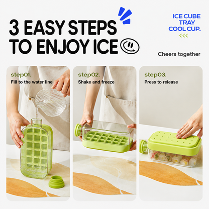 🧊3-in-1 Ice Cube Tray Cup – Make, Store & Pour Ice Easily
