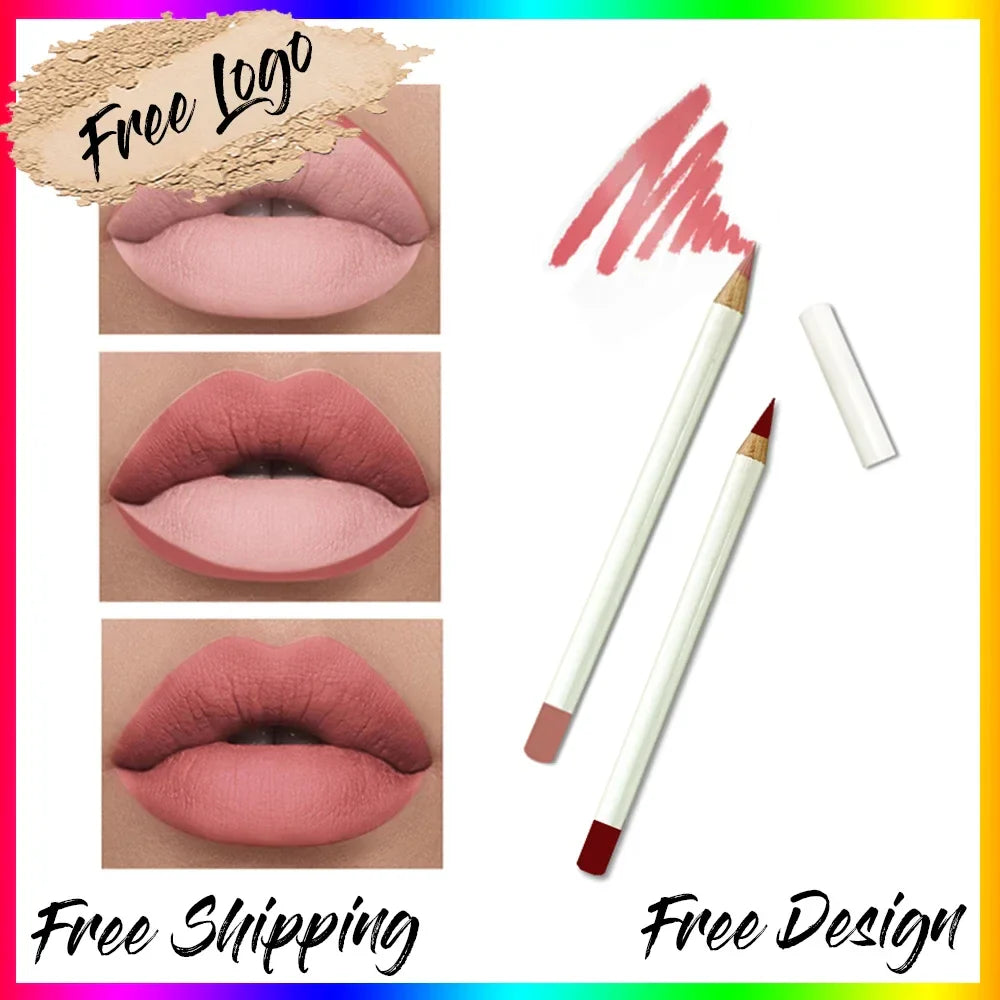 26 Colors Matte Waterproof Vegan Brown Lip Liner Eyebrow Pencil Eyeliner Private Label Lipliner White Pen Wholesale Makeup