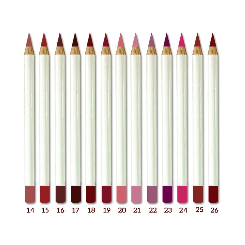 26 Colors Matte Waterproof Vegan Brown Lip Liner Eyebrow Pencil Eyeliner Private Label Lipliner White Pen Wholesale Makeup