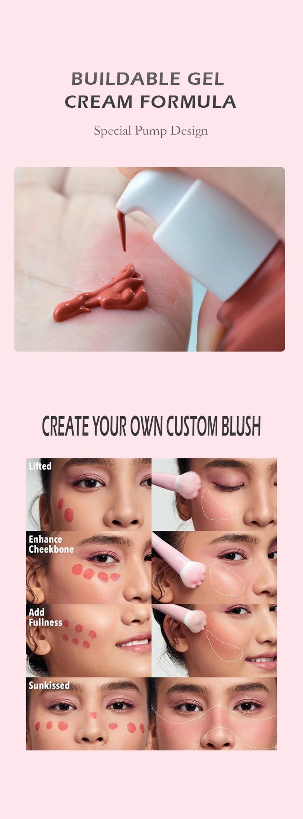 6-color Private Label Liquid Blush Custom Bulk 15ml Multifunctional Lip Cheek Contour Blusher Cream Rouge Makeup White Package