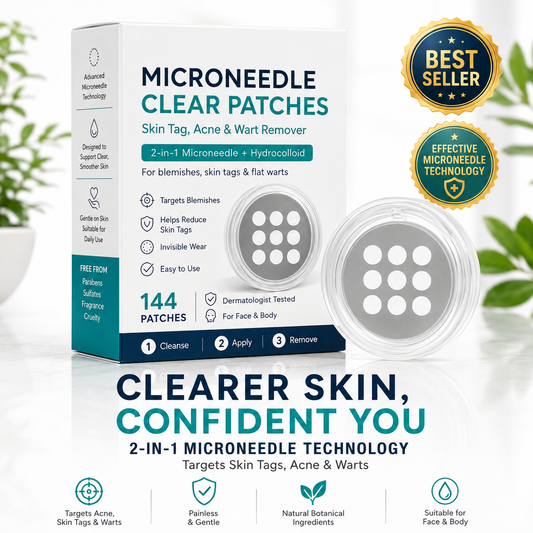 Microneedle Acne & Skin Tag Removal Patches – 2-in-1 Invisible Treatment