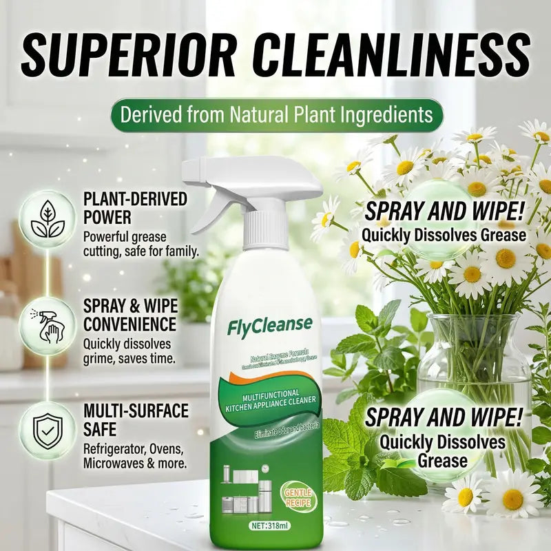 Natural Enzyme Formula Kitchen Cleaning Spray - Fast-Acting Household Grease & Mold Remover Liquid, for Kitchen Stoves & Range Hoods, 318 ml Bottle, 24-Month Shelf Life, Father's Day Gift Idea,summerwins
