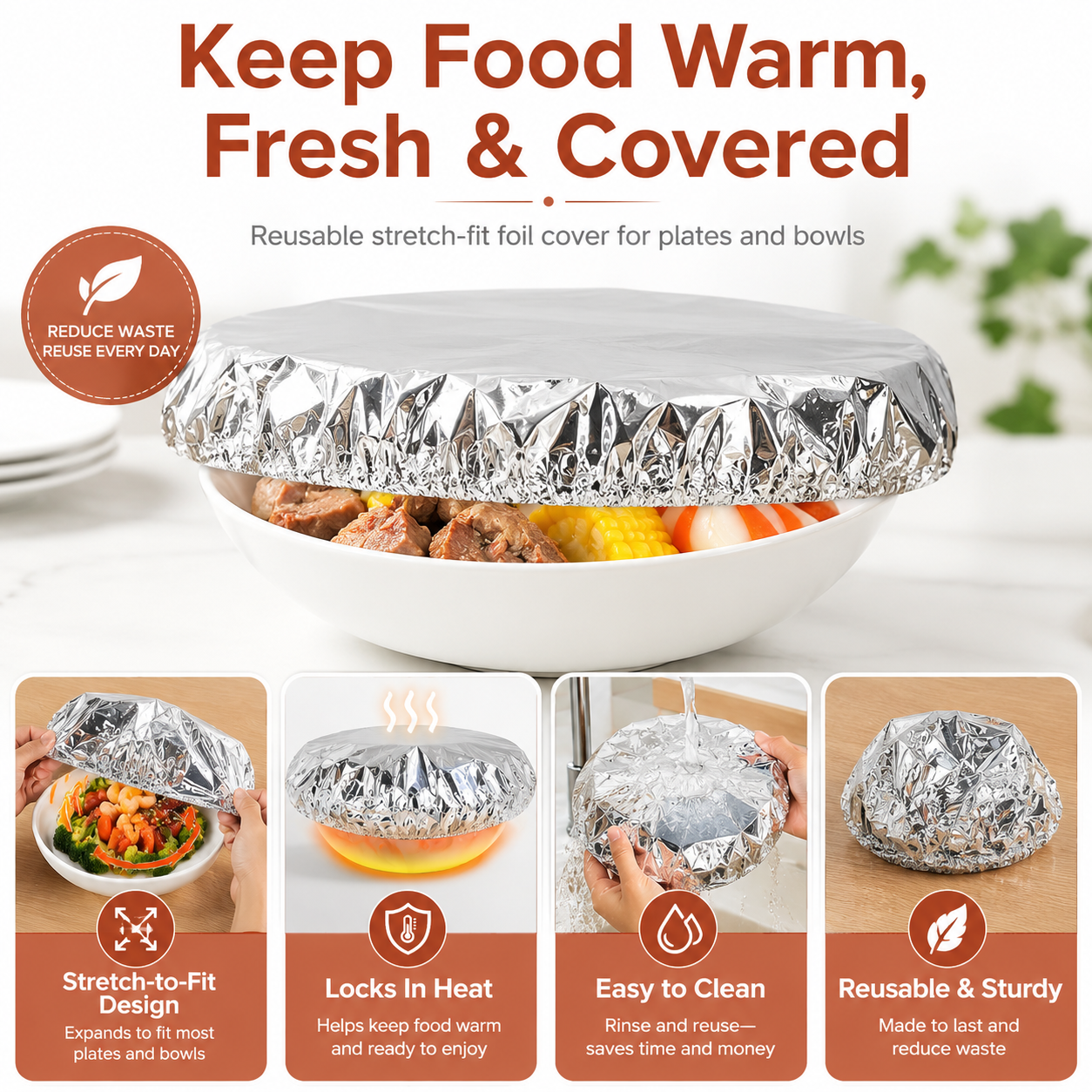 🍲🔥 Home dining table & food container aluminum foil heat-retaining cover