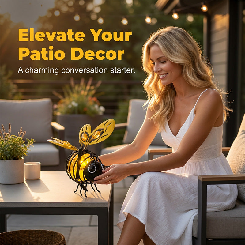 🌙🍃🪴 Hanging Solar Bee🐝 Light – Warm Amber Glow for Garden, Camping & Kids’ Rooms🌞🌜