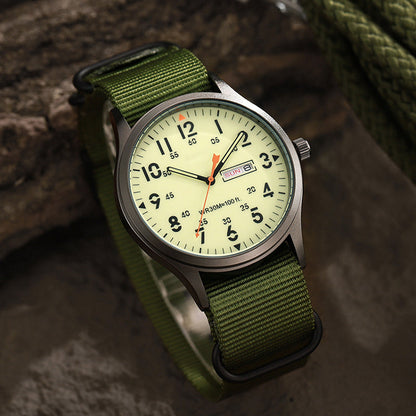 Men's Quartz Watch with Luminous Display – Dual Glow, 30M Water Resistant, Date Window 🕶️