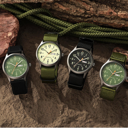 Men's Quartz Watch with Luminous Display – Dual Glow, 30M Water Resistant, Date Window 🕶️