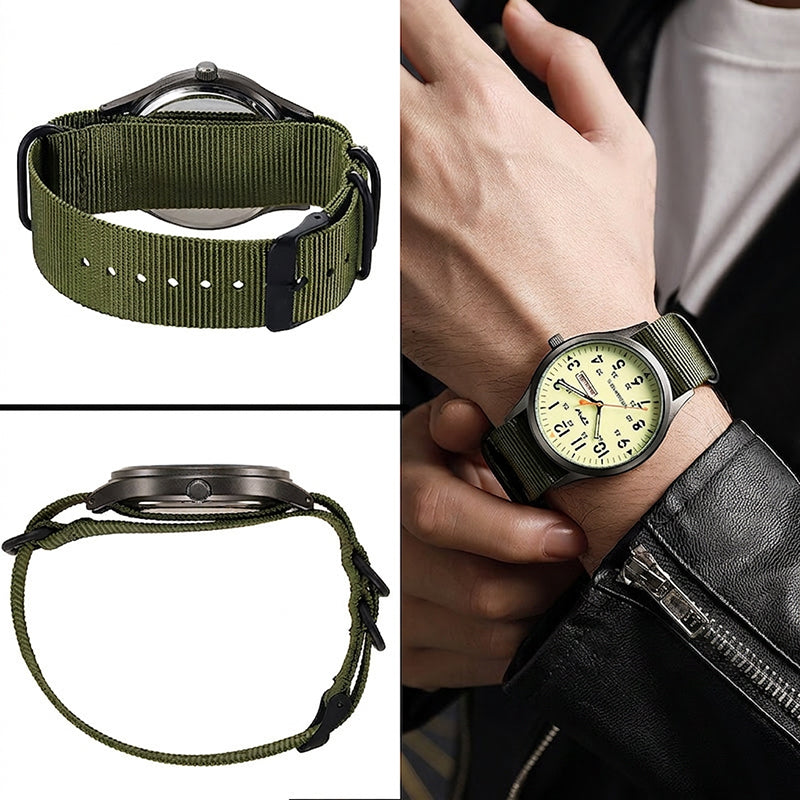 Men's Quartz Watch with Luminous Display – Dual Glow, 30M Water Resistant, Date Window 🕶️