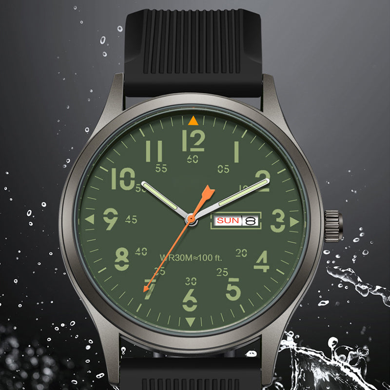 Men's Quartz Watch with Luminous Display – Dual Glow, 30M Water Resistant, Date Window 🕶️