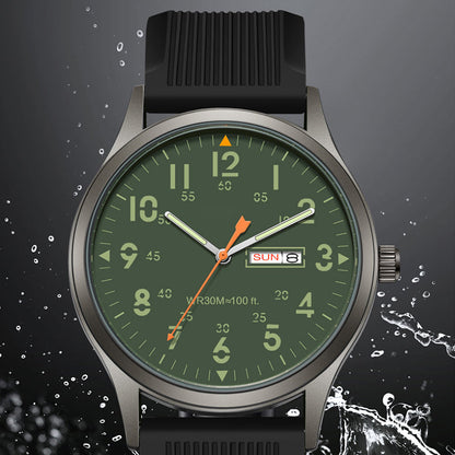 Men's Quartz Watch with Luminous Display – Dual Glow, 30M Water Resistant, Date Window 🕶️