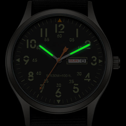 Men's Quartz Watch with Luminous Display – Dual Glow, 30M Water Resistant, Date Window 🕶️