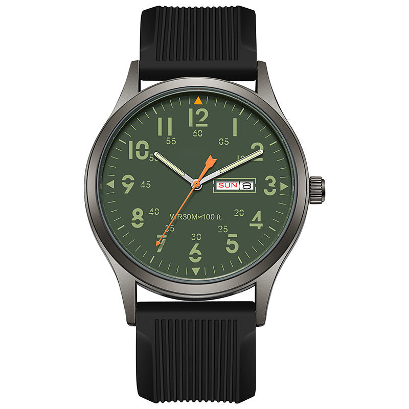 Men's Quartz Watch with Luminous Display – Dual Glow, 30M Water Resistant, Date Window 🕶️