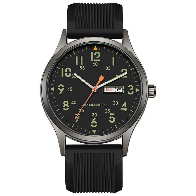 Men's Quartz Watch with Luminous Display – Dual Glow, 30M Water Resistant, Date Window 🕶️