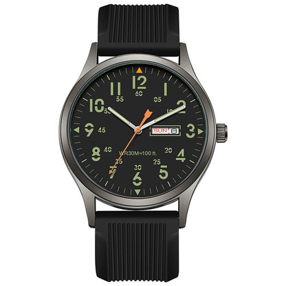 Men's Quartz Watch with Luminous Display – Dual Glow, 30M Water Resistant, Date Window 🕶️