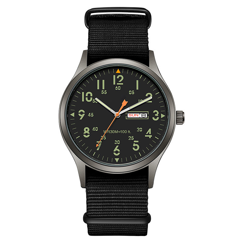 Men's Quartz Watch with Luminous Display – Dual Glow, 30M Water Resistant, Date Window 🕶️